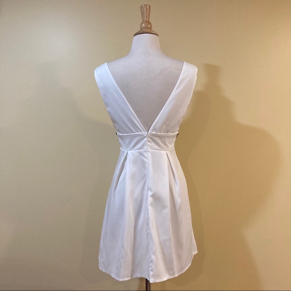 Rose Floral Embroidered Plunging V Skater Dress - Picture 8 of 10